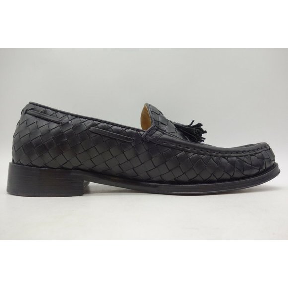 Cole Haan Black Woven Leather Slip On Tassel Loafers Shoes Men\'s 7.5 M